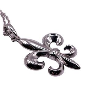 NEW Sterling Silver Fleur de Lis Pendant Necklace